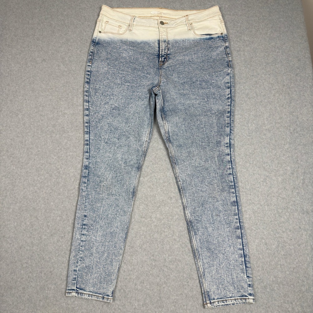 Old Navy Rockstar Womens 16 Super Skinny High Rise Jeans Acid Wash Color Block